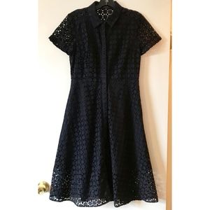 Unique navy blue "eyelet" dress from Ann Taylor